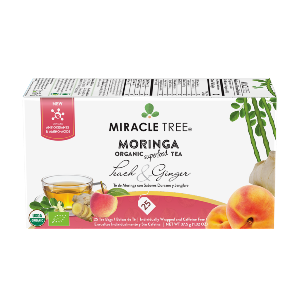 Miracle Tree's Organic Moringa Tea, Peach & Ginger