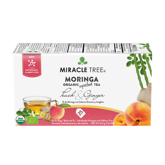 Miracle Tree's Organic Moringa Tea, Peach & Ginger