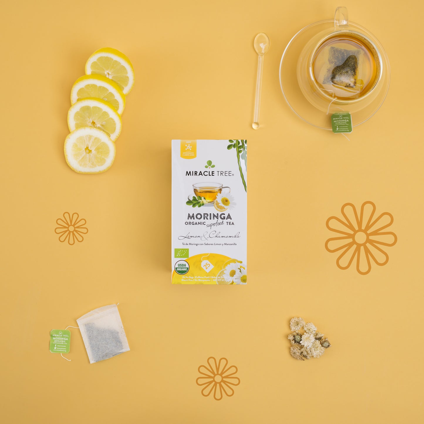 Miracle Tree's Organic Moringa Tea, Lemon & Chamomile