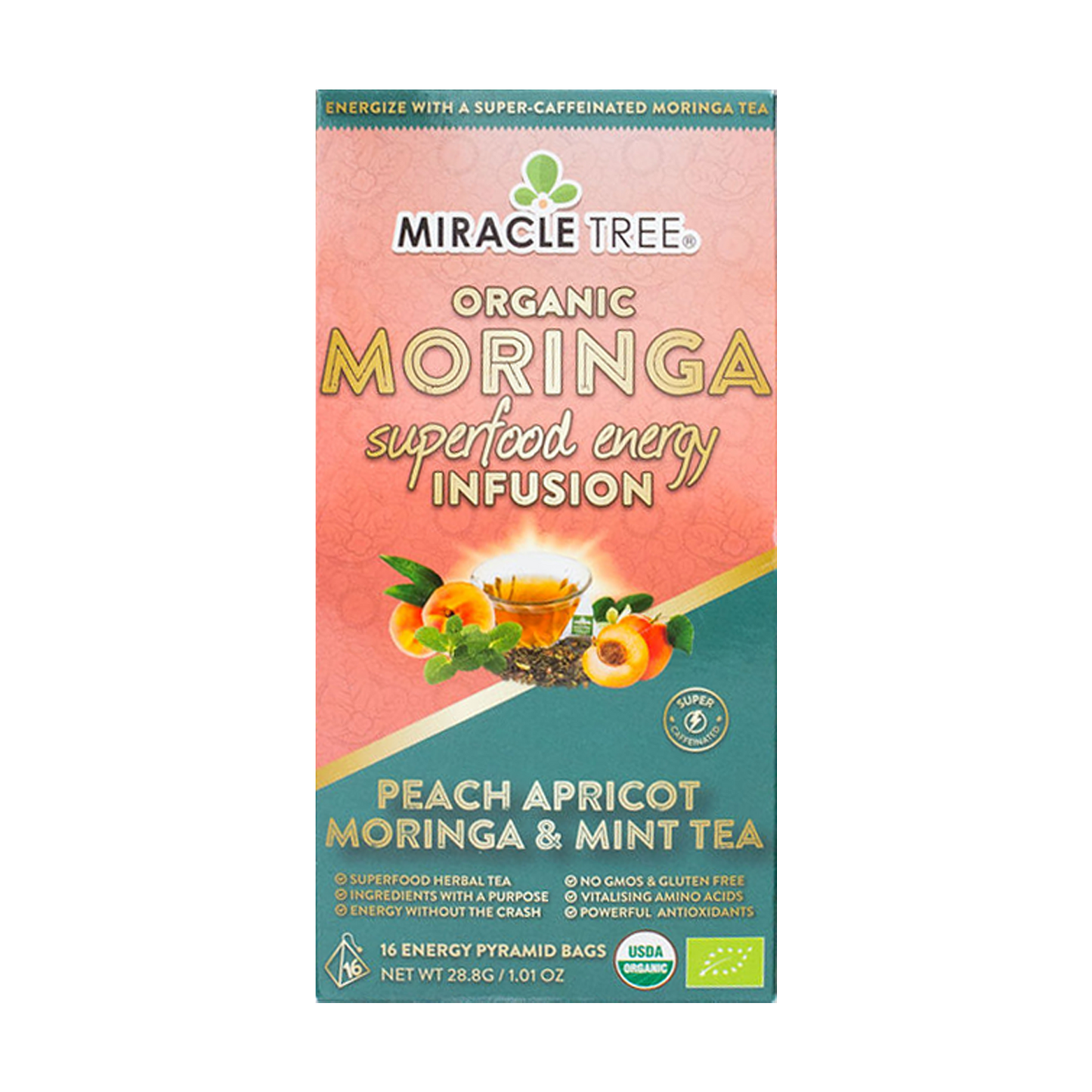 Miracle Tree's Moringa Energy Tea, Peach Mint Apricot