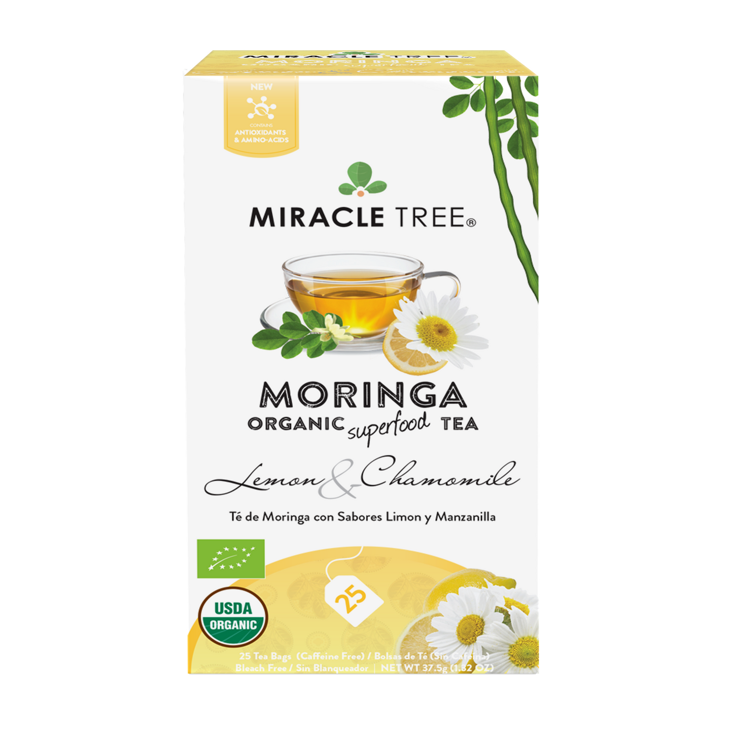 Miracle Tree's Organic Moringa Tea, Lemon & Chamomile