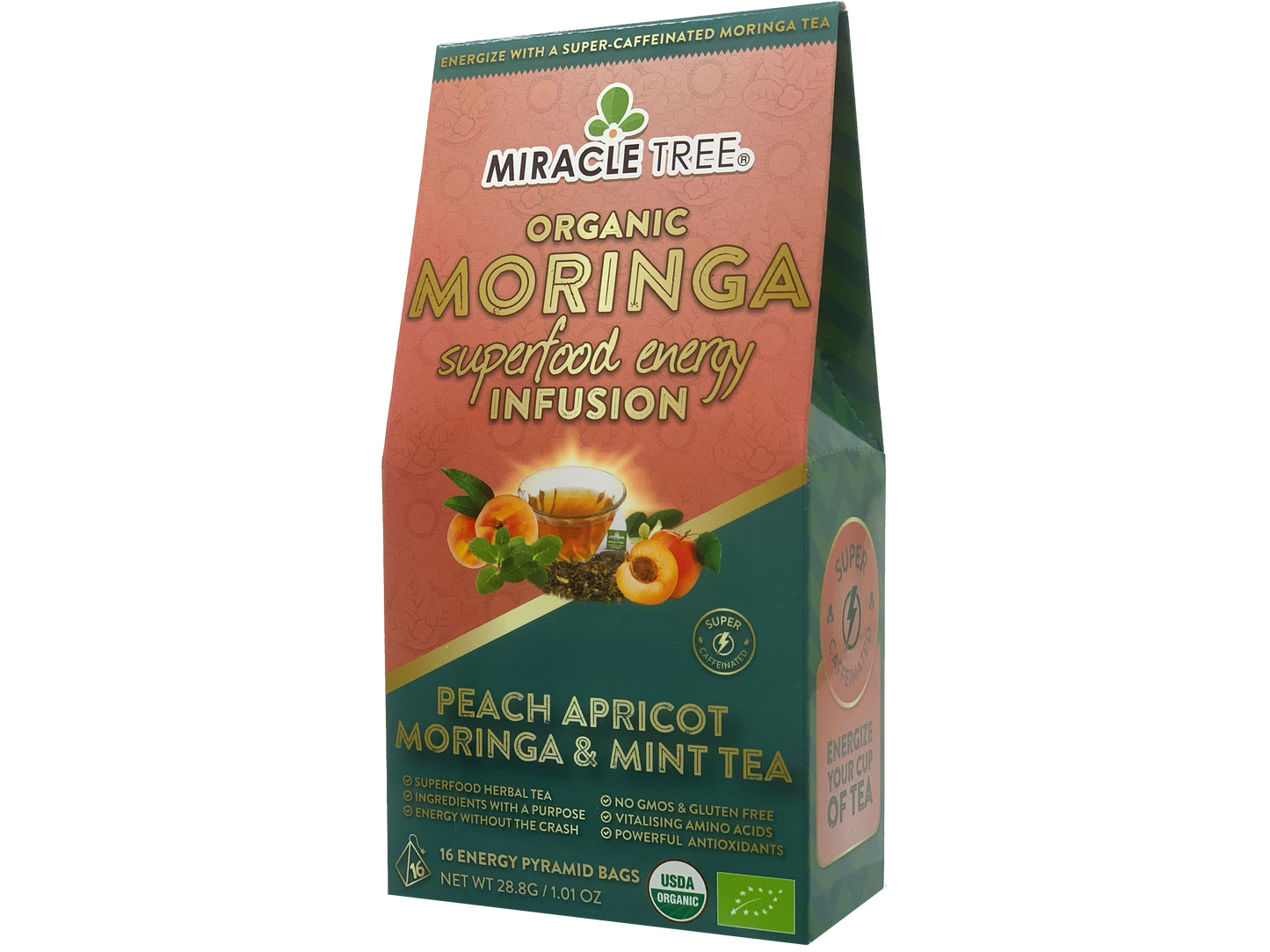 Miracle Tree's Moringa Energy Tea, Peach Mint Apricot