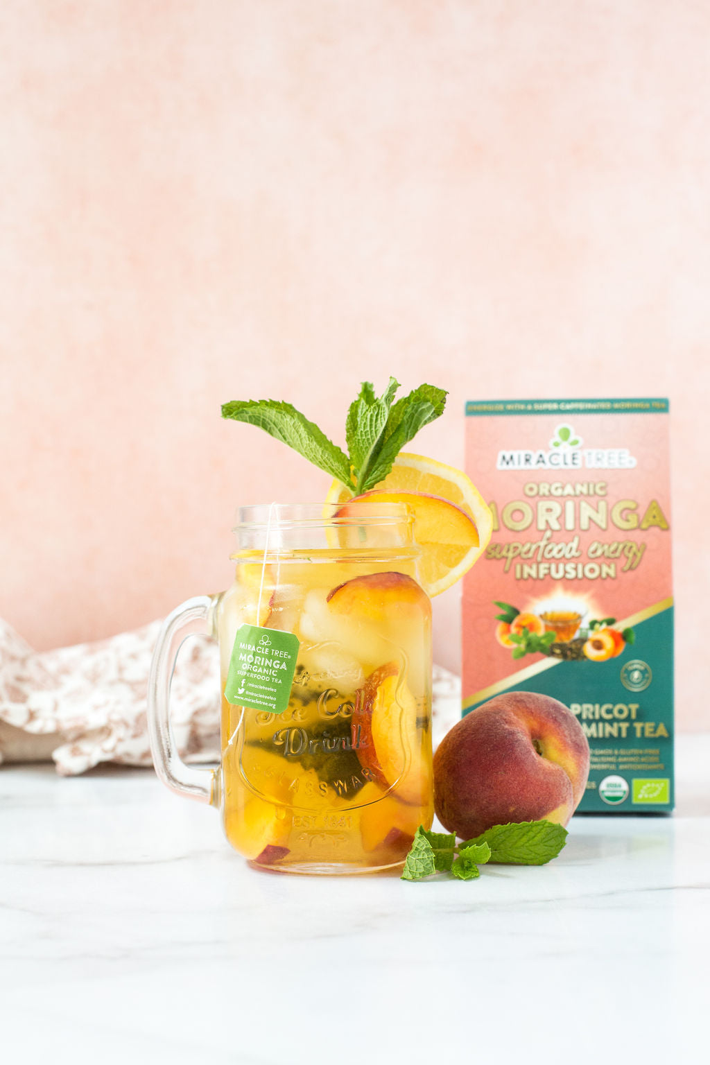 Miracle Tree's Moringa Energy Tea, Peach Mint Apricot